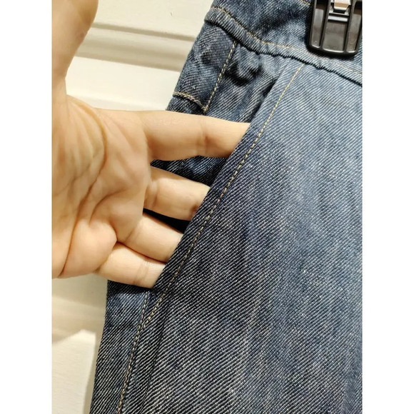 Talbots Chambray Blue 100% Linen Straight Leg Mid Rise Pants Size 8 - Picture 3 of 8